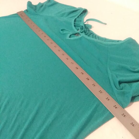 Just My size Women's size 2XL eco teal chiffon trim tunic top - Picture 7 of 13